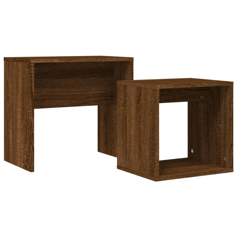 vidaXL Satztische 2er Set in Braun Eichen-Optik aus Holzwerkstoff mit modernem Design, Rechteckig - Bild 2