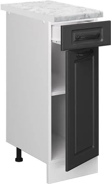 Vicco R-Line Schubladenschrank für die Küche in Anthrazit und Weiß im Landhausstil mit Marmor-Optik, Breite: 30 cm - Bild 1