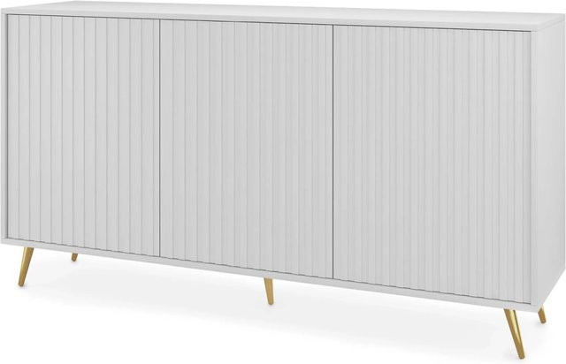 Selsey Sideboard Bello mit Lamellenfronten in Weiß und goldenen Beinen, Breite: 154 cm - Bild 1