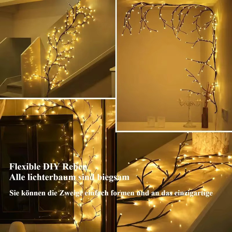 LED USB Weidenrebe Lichterkette mit 144 LEDs in Warmweiß zur Wanddekoration für Weihnachten und besondere Anlässe - Bild 5