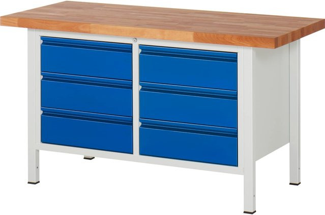 Rau Werkbank Modell 8473 in Blau, B/T/H: 150 x 70 x 84 cm - Bild 1