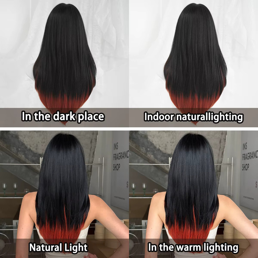 7JHH WIGS Perücke, schwarz-kupfer Ombre, synthetisch, Damen - Bild 4