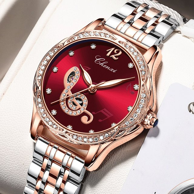 CHENXI Armbanduhr Automatik, Edelstahl, Roségold, Damen - Bild 1