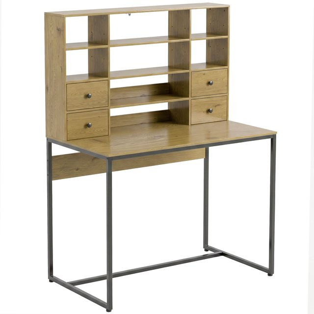 HOMCOM Schreibtisch mit 4 Schubladen und Regalen in Braun, moderner Computertisch für Büro und Wohnzimmer, B/T/H: 105 x 60 x 142 cm - Bild 1