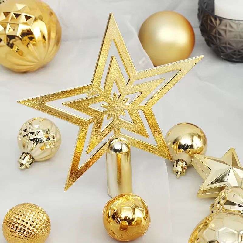 45-teiliges Weihnachtsbaum-Dekorationsset mit Stern und Kugeln in Schwarz und Rosa aus Kunststoff - Bild 3