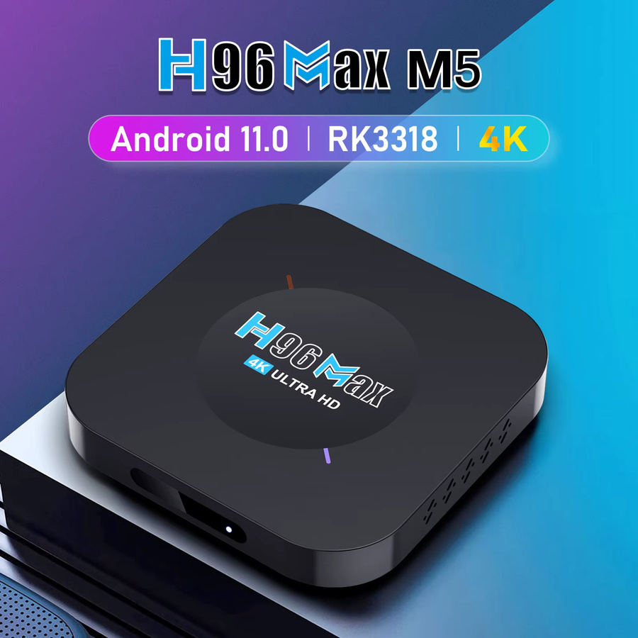H96 Max M5 Smart TV Box Media Streamer mit Android 11.0, Rockchip RK3318, 4K UHD Video-Dekodierung, 2GB RAM, 16GB ROM, Schwarz - Bild 3