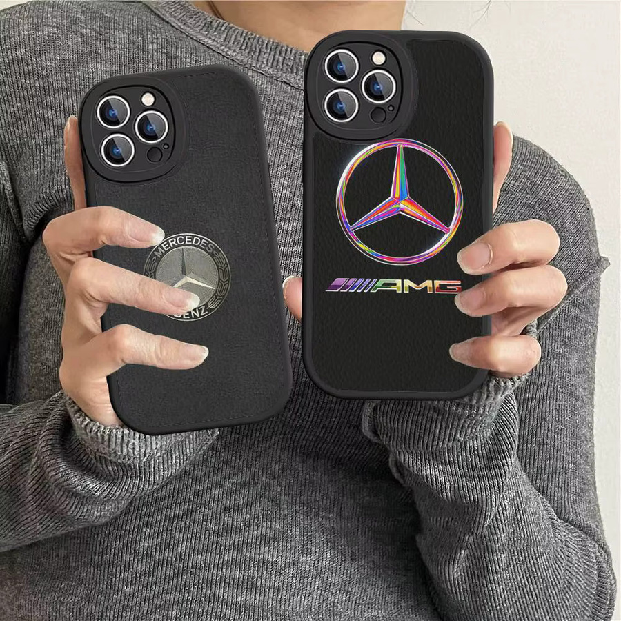 Mercedes-Benz Leder-Handyhülle für iPhone 16 15 14 13 12 11 Pro Max Plus Mini in Schwarz - Bild 3
