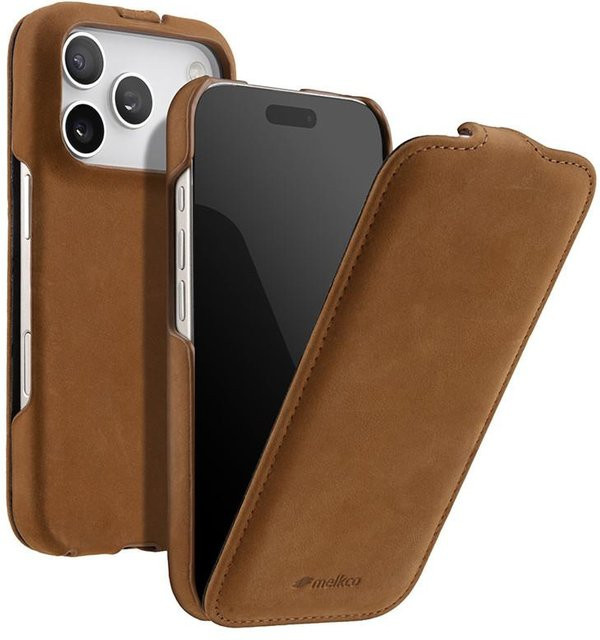 Melkco Magnetische Leder-Schutzhülle für iPhone 17 Pro Max und iPhone 17 Air aus echtem Rindsleder, Braun - Bild 1