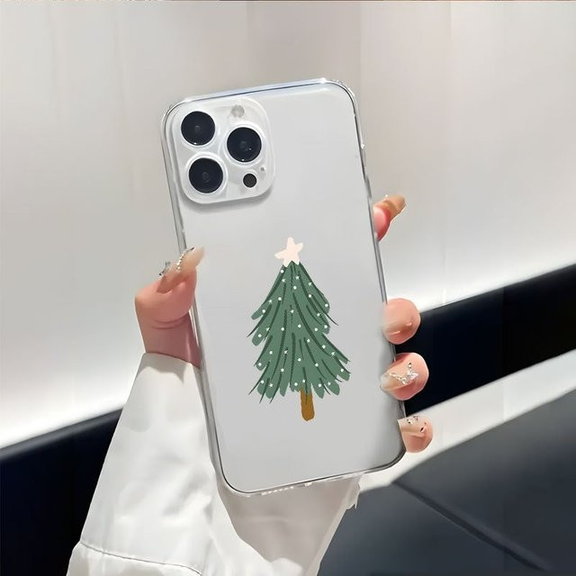 Transparente TPU-Handyhülle mit grünem Weihnachtsbaum-Design für Apple iPhone 11 bis iPhone 17 Pro Max - Bild 1