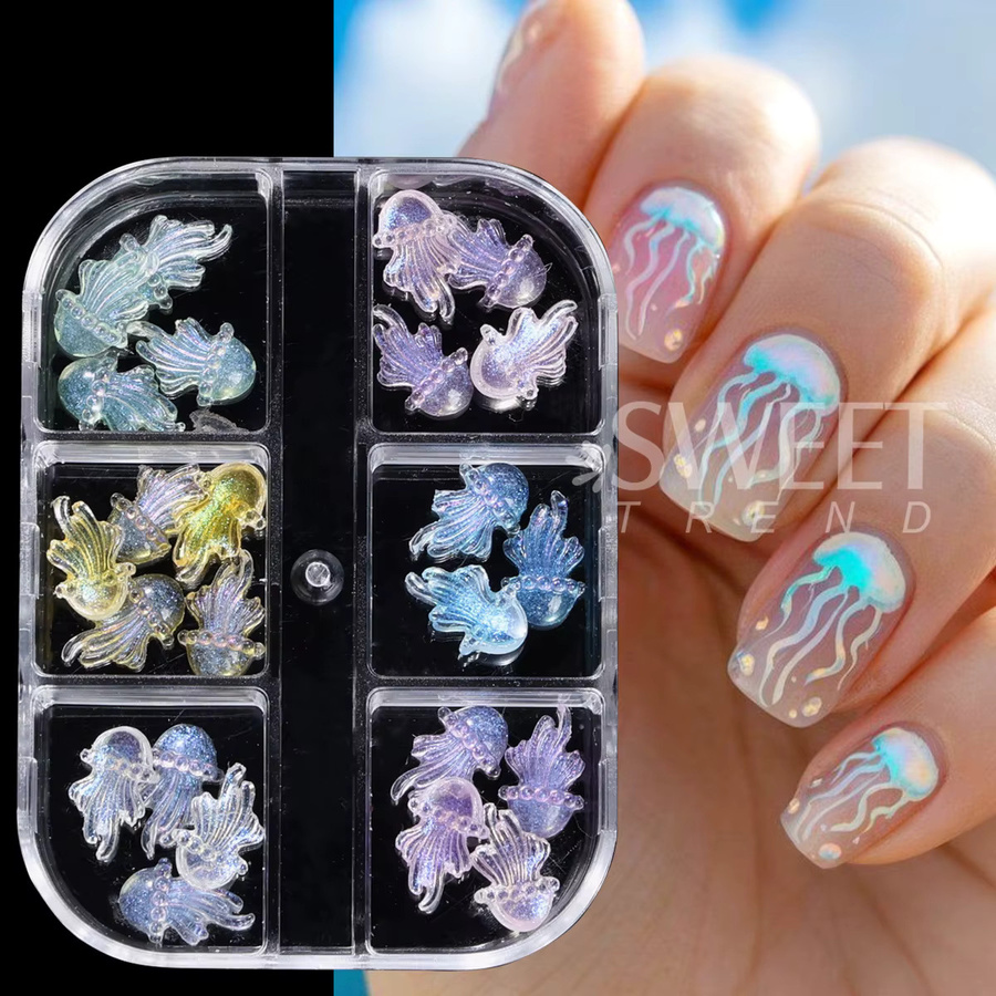 SWEET TREND Nagelschmuck, 6-teiliges Set, Schimmernd, Quallen-Design - Bild 3