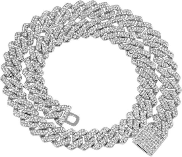 YIRAN Halskette Cuban Link, 45 cm, Strass, Unisex - Bild 1