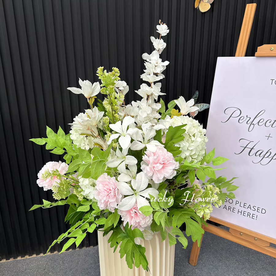 Lucky Flower Künstliche Blumenarrangements in Weiß und Rosa für Hochzeitsdekoration und Tisch-Centerpieces - Bild 1