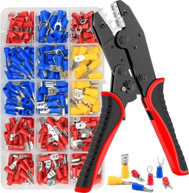 CLAMPLUS HS-30J Draht-Crimpwerkzeug-Set für isolierte Elektro-Steckverbinder mit Ring-, Spaten-, Klemmen- und Kabelschuhen - Bild 1