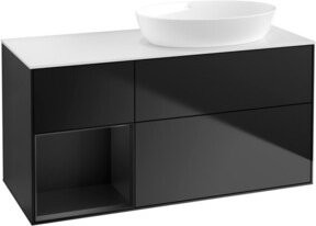 V&B Waschtischunterschrank Finion mit Wandbeleuchtung in Blau lackiert, Breite: 120 cm, Tiefe: 50,1 cm, Höhe: 50,1 cm - Bild 1