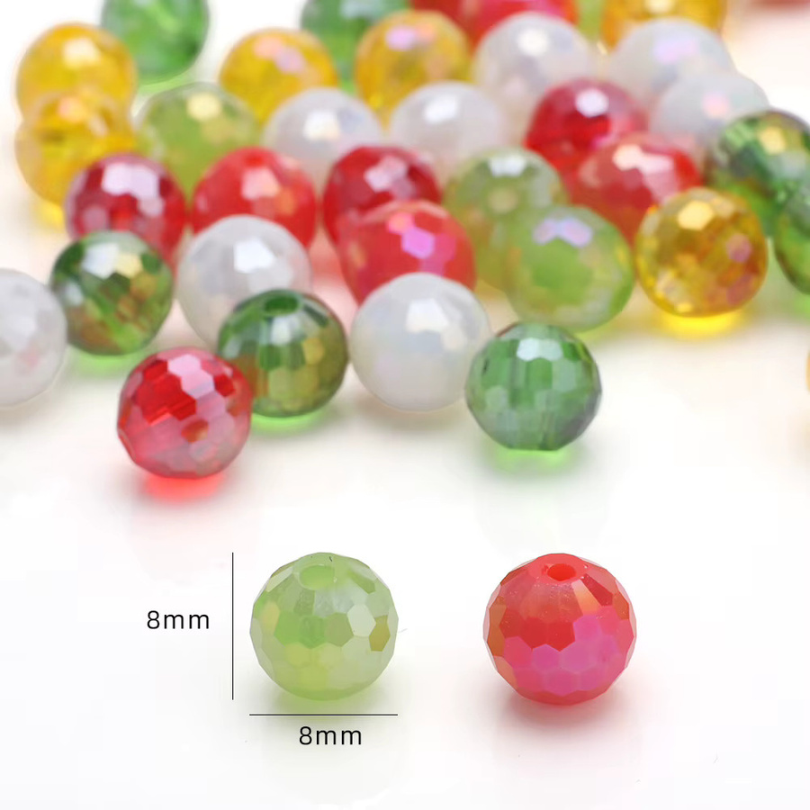 36 Stück Kristall Glas Perlen, 8mm, Facettiert, Rund, Kugel - Bild 2