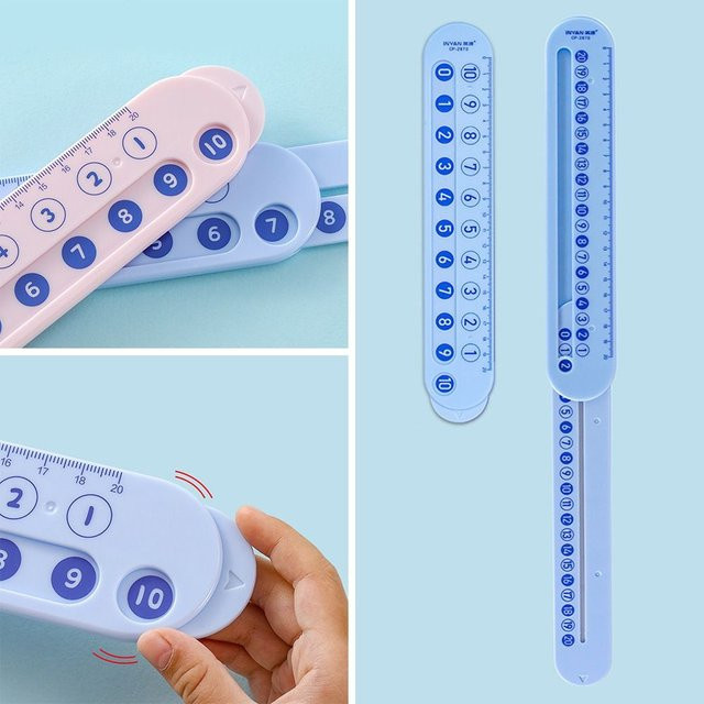 Plastik-Mathe-Zerlegungslineal in Rosa und Blau als tragbare Lehrhilfe für Addition und Subtraktion bis 20 - Bild 1