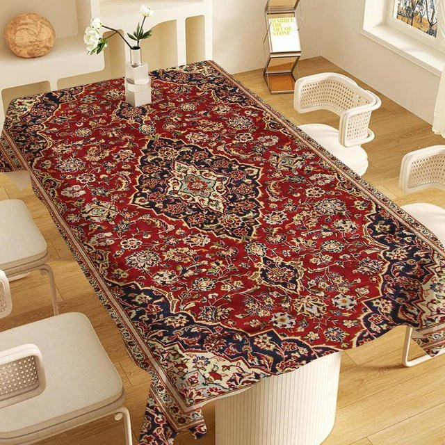 Potdemiel Tischdecke im Vintage Persischen Design, Rechteckig, Rot, B/T: 150 x 170 cm - Bild 1