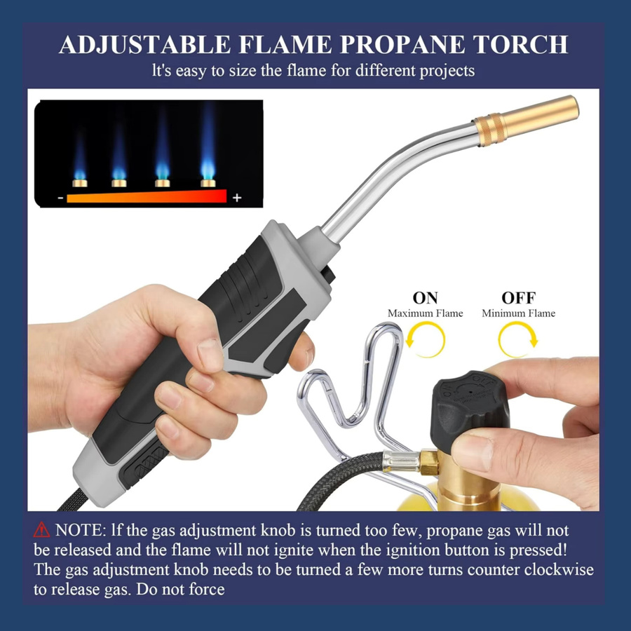 YDONGTLOGY Propan-Schweißbrenner-Set mit Zylinderklemme, Mapp-Gasbrenner und 12,7 cm langem Schlauch zur verstellbaren Flamme für DIY-Lötarbeiten - Bild 2