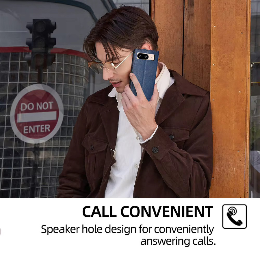 Leder-Brieftasche und Flip-Cover Handyhülle mit Kartenfächern für Google Pixel Modelle in Braun oder Blau - Bild 6