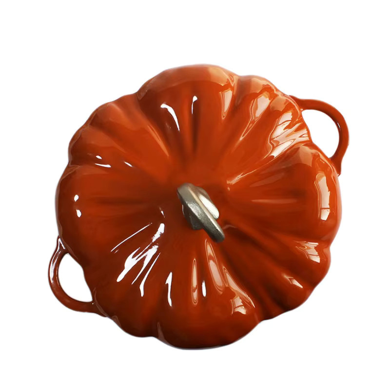 Kürbis-Dutch-Ofen aus emailliertem Gusseisen in Orange und Rot, 3,3 l - Bild 2