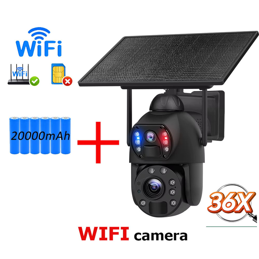 Inqmega Solar Überwachungskamera mit 8MP 4K Auflösung, 4G SIM und WLAN, Dual Lens mit 36x optischem und digitalem Zoom, Human Tracking, Schwarz - Bild 6