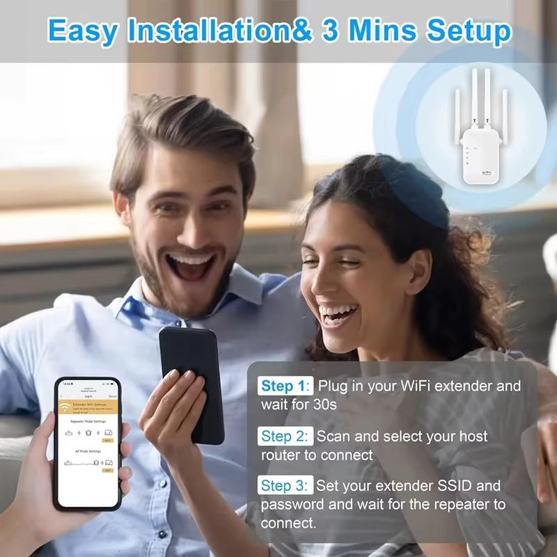 Regaton WLAN Repeater 300M 2,4G Single-Band Wi-Fi Signalverstärker in Weiß - Bild 5