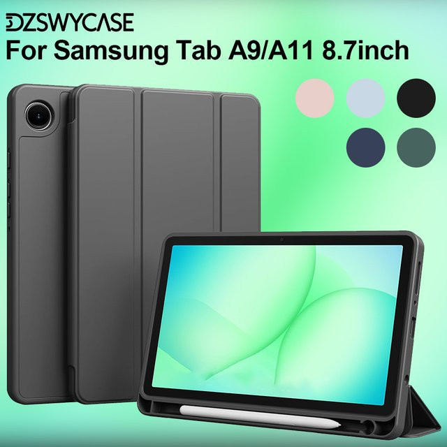 Samsung Schutzhülle für Galaxy Tab A9/A11 8,7 Zoll in Schwarz mit Stifthalter und dreifach faltbarem Ständer - Bild 1