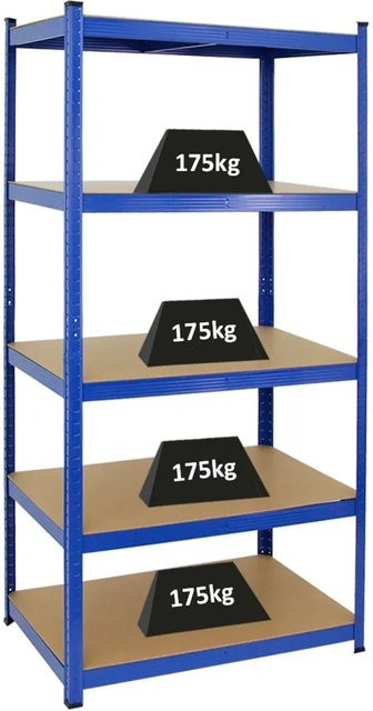 PROREGAL Schwerlastregal Taurus Blau mit verstellbaren Fachböden aus MDF und Metall, H x B x T: 180 x 90 x 60 cm - Bild 1