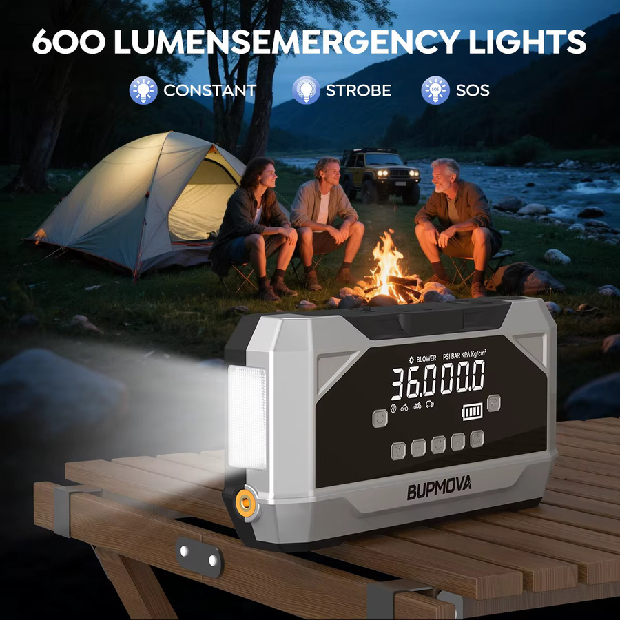 BUPMOVA Powerbank mit 26800mAh und 1500A Starthilfe, tragbarer Auto-Booster mit LED-Taschenlampe für Benzin- und 10L-Dieselmotoren, Schwarz - Bild 3