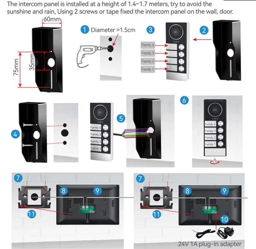 Tuya WIFI Video-Gegensprechanlage mit 7-Zoll-Touchmonitor und 2-Draht-Anschluss in Weiß - Bild 3