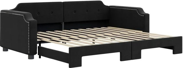 vidaXL Ausziehbares Tagesbett in Schwarz mit Stoffbezug, B/T/H: 223 x 100 x 66,5 cm - Bild 1