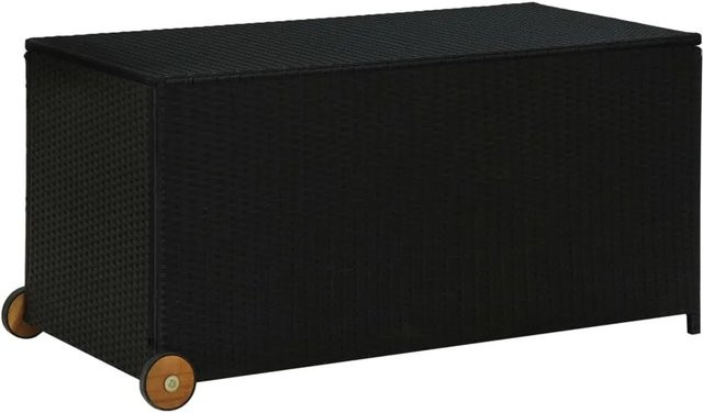 vidaXL Garten-Aufbewahrungsbox aus Poly-Rattan und Akazienholz in Schwarz, B/T/H: 120 x 65 x 61 cm - Bild 1