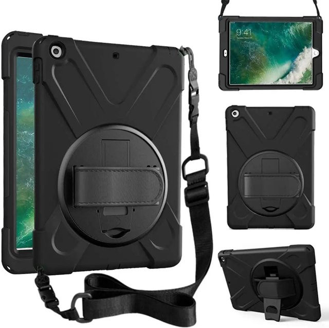 Robuste Kinderhülle für iPad und iPad mini in Schwarz mit Ständer, Griff und Schultergurt - Bild 1