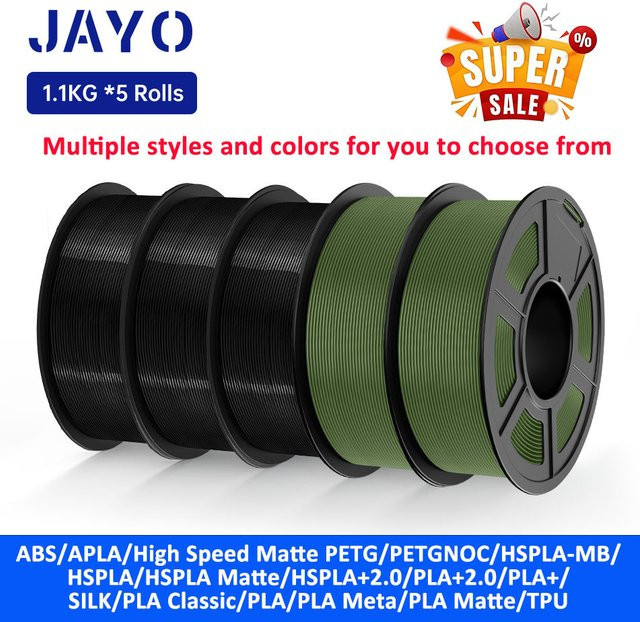 JAYO 3D-Drucker-Filament 1,75mm für FDM, verschiedene Varianten wie PLA, PLA Plus, Silk oder Matt, 1,1 kg pro Rolle - Bild 1