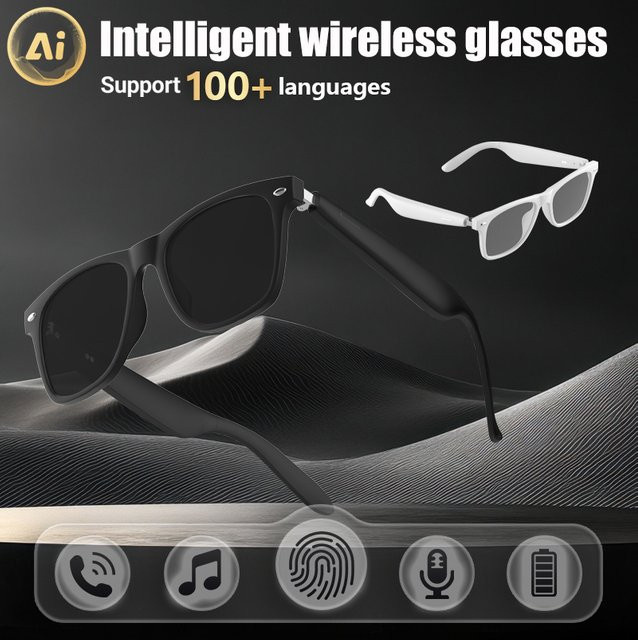 Koipsse Smart Glasses KI-Übersetzungsbrille in Weiß mit Mikrofon, Doppellautsprechern, Musiksteuerung, drahtloser Anruffunktion und Kamerasteuerung - Bild 1