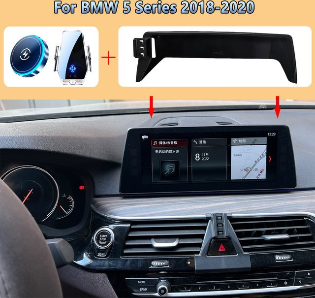MagSafe Auto-Handyhalterung mit kabellosem Ladegerät für BMW 5er Serie G30 (ab 2018), passend für 10,25 Zoll Bildschirm, Schwarz - Bild 1