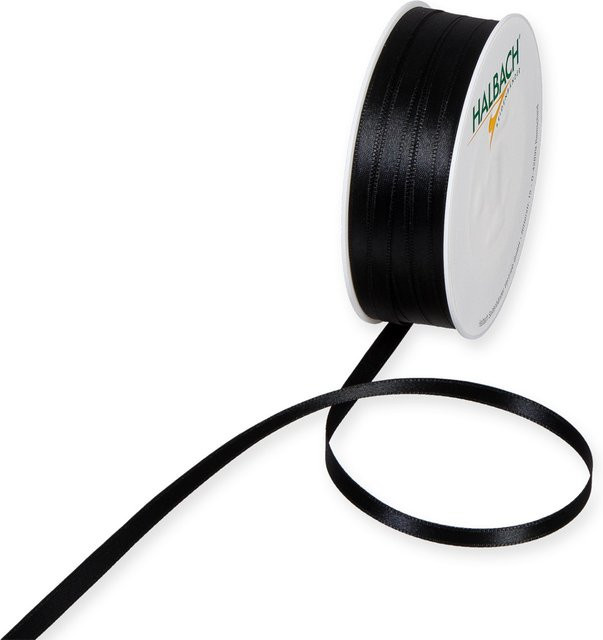 Halbach Satinband aus Polyester, Schwarz, Breite: 6 mm, Länge: 10 m - Bild 1