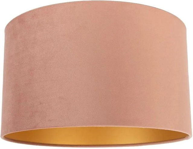 QAZQA Samt Lampenschirm Rosa mit goldener Innenseite, Zylinderform für E27, Durchmesser: 35 cm, Höhe: 20 cm - Bild 1