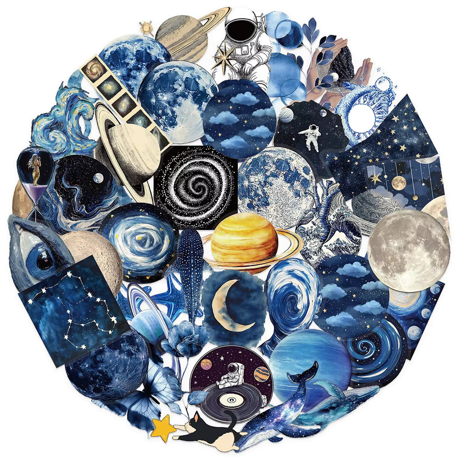 Charile Universum Galaxy Aufkleber, transparent, blau, 10-teiliges Set - Bild 2