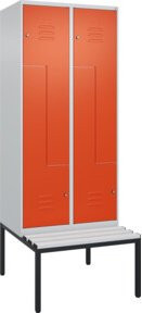 C+P Z-Spind Classic PLUS Sitzbank mit 4 Fächern und Zylinderschloss, Kunststoff-Sitzfläche, B/T/H: 212,0 x 80,0 x 81,5 cm - Bild 1