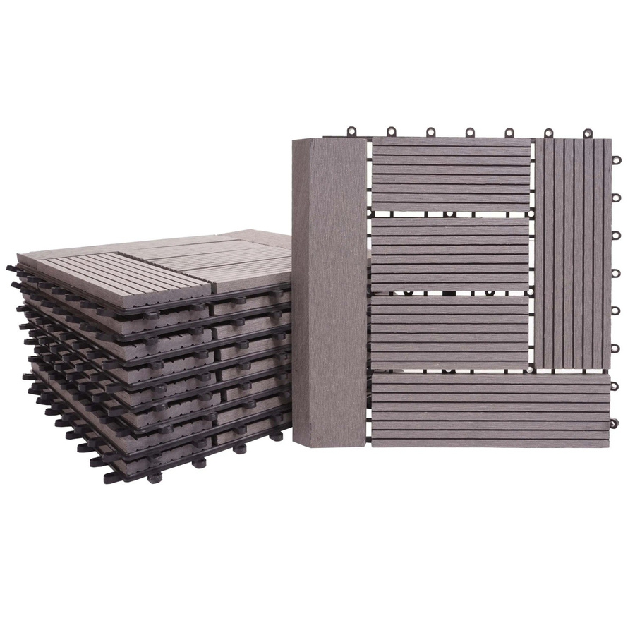 MCW WPC Bodenfliese Sarthe mit Abschluss in Holzoptik für Balkon und Terrasse, Grau, B/T: 30 x 30 cm, 11 Stück (1qm) - Bild 3