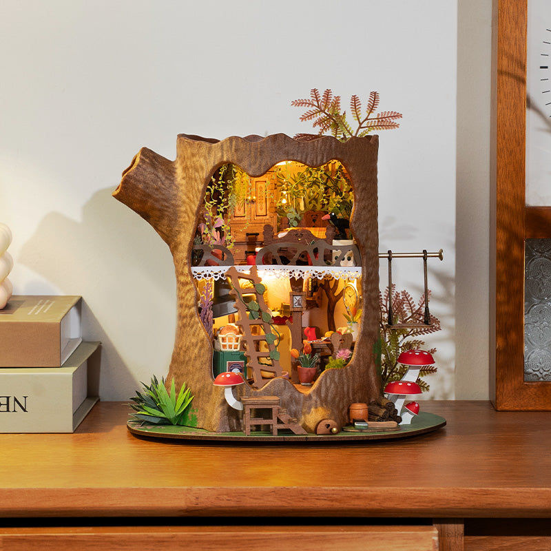 ROBOTIME Rolife 3D-Puzzle Märchenbaumhaus DIY Miniaturhaus aus Holz in Braun DG179 - Bild 5