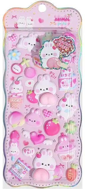 Fashnics 3D Furz Pfirsich Stereo Aufkleber Kawaii Kinder Cartoon rosa - Bild 1