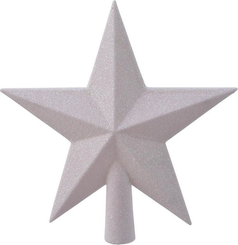 Kaemingk Weihnachtsbaumspitze Stern in Weiß aus bruchsicherem Kunststoff, Höhe: 19 cm - Bild 1