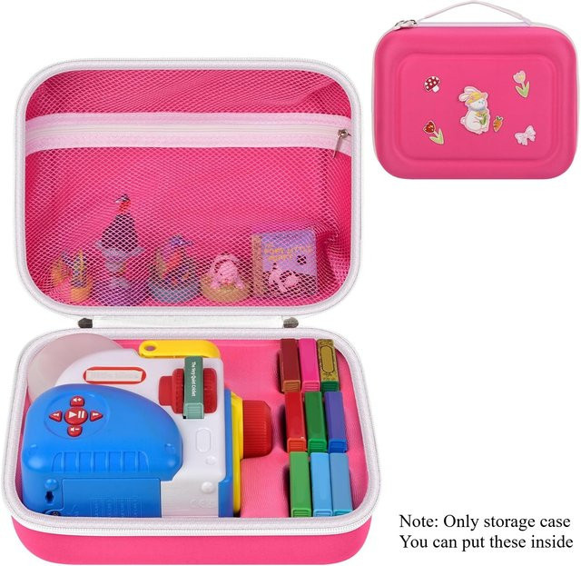 Paiyule Aufbewahrungstasche für Little Tikes Story Dream Machine Starter Set, Organizer aus Stoff in Pink mit 5 DIY-Stickerei-Patches, B/H/T: 28,0 x 13,0 x 28,0 cm - Bild 1