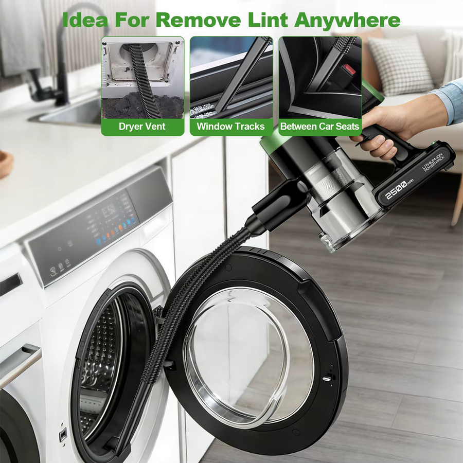 SUXIANGVAC Kabelloser Stabstaubsauger in Türkis und Grün, 10-in-1 selbststehender Akku-Staubsauger mit 58kPa Saugkraft, 55 Min. Laufzeit, LED-Beleuchtung und Beutellose Technologie für Tierhaare und Teppiche - Bild 5