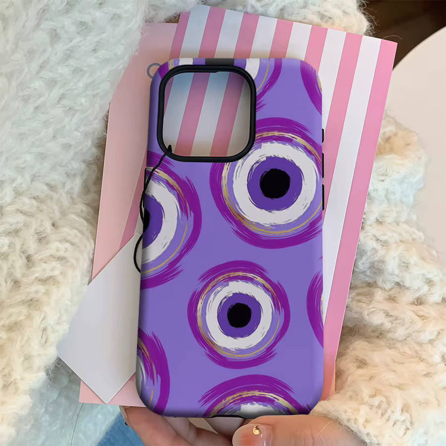 Potdemiel Handyhülle Mystical Evil Eye in Lila für iPhone 17 16 15 14 13 12 11 Pro Max Plus mit doppelschichtiger Rückseite - Bild 4