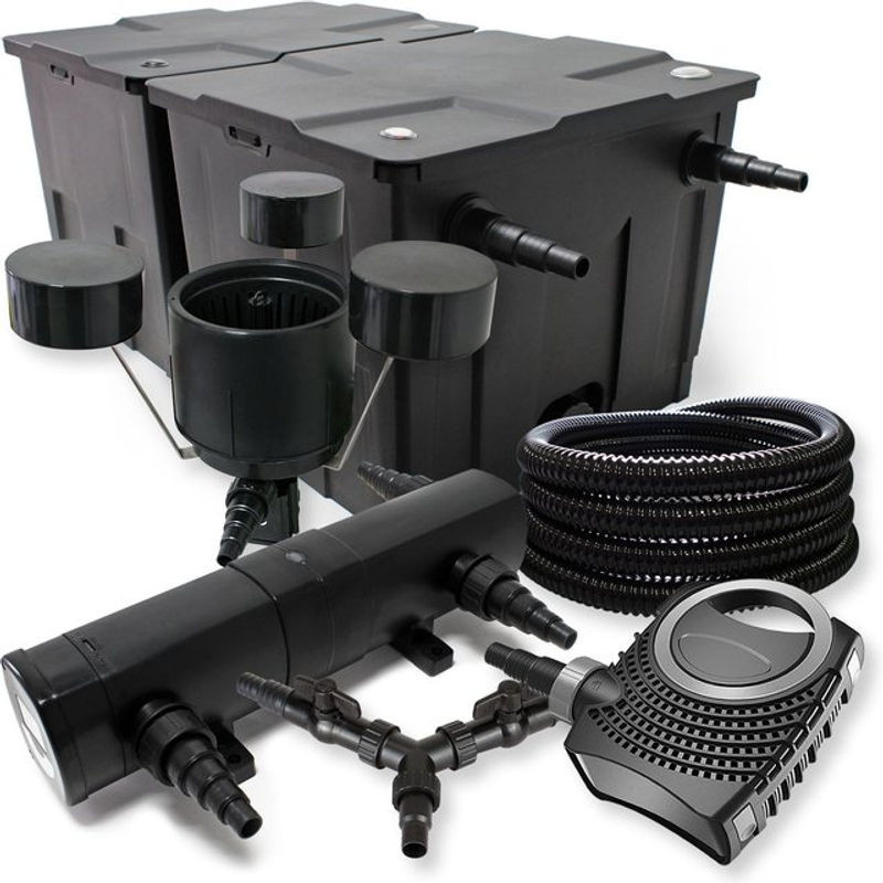 Sunsun Teichfilter-Komplettset Schwarz aus Kunststoff mit CBF-350B Filteranlage, Neo10000 Pumpe, CUV-218 Teichklärer, CSP-250 Skimmer, 25m Teichschlauch und Y-Verteiler - Bild 1