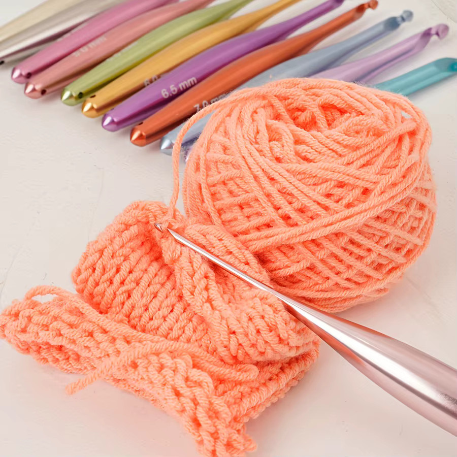 12-teiliges Häkelnadel-Set aus Aluminiumlegierung mit ergonomischem Griff in Multicolour, Größen 3,0–10,0 mm zum Basteln und Stricken - Bild 1