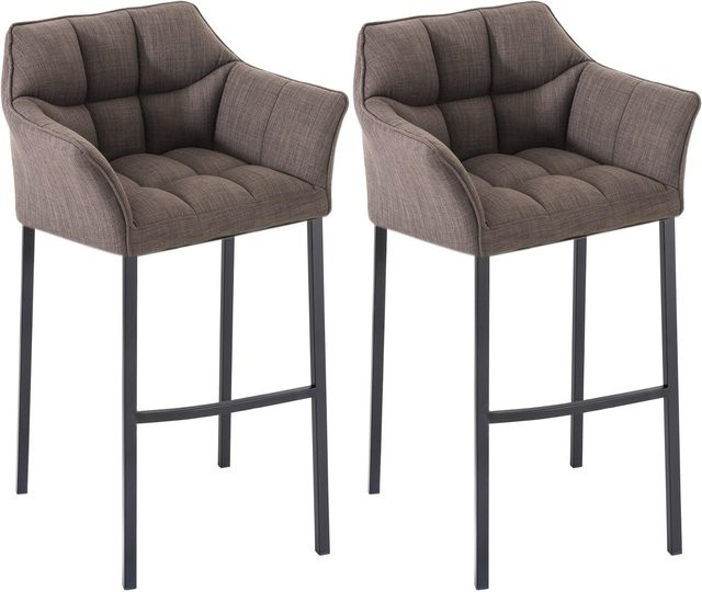 CLP Barhocker 2er Set Damaso gepolsterte Barstühle mit Stoffbezug und Metallgestell - Bild 1